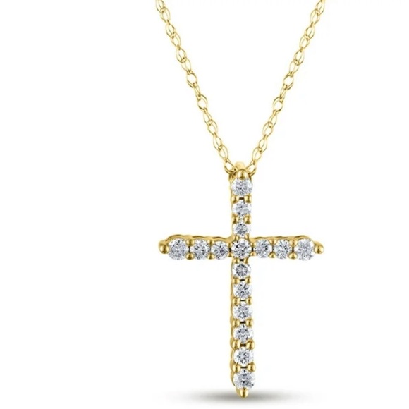 0.20 CT. T.W. Round Cut Diamond Cross Pendant in 14K Gold - Picture 1 of 5